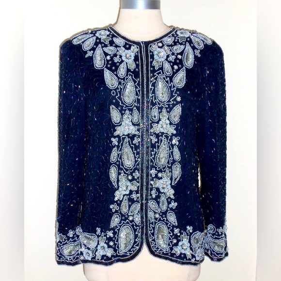 Laurence Kazar Embroidered Vintage Beaded Trophy Jacket Size M - Picture 2 of 4